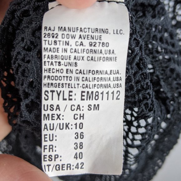 Ella Moss Isla Black Lace Swim Beach Cover Up S - Picture 6 of 10